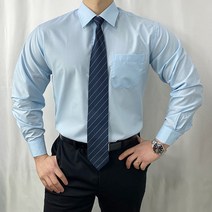 메노모소 남성용 라이트블루 일자핏 구김적은 빅사이즈 남방 와이셔츠 오피스룩 면접셔츠 단체복