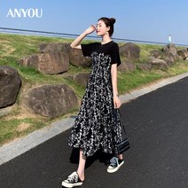 ANYOU여성 여름원피스 롱원피스 반팔 쉬폰원피스 하객원피스 휴양지원피스