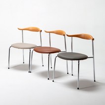 폴인퍼니 식탁의자 리디아 체어 실버 스틸 원목 카페 디자인 인테리어 의자, 리디아 체어_브라운