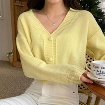 러블리 크롭가디건 아이보리 옐로우 핑크 연두