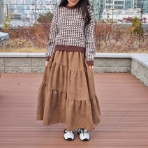 여성 Molly 언발 캉캉이 코듀로이 후리스 스커트 골덴 후레아 치마