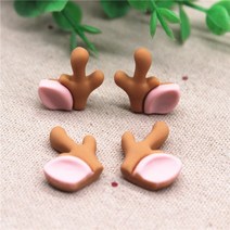 귀여운 새 수지 토끼/사슴/곰/양/고양이 플랫 백 카보 숑 DIY 쥬얼리/공예 전화 장식 10 개 (5 쌍), 01 deer ears