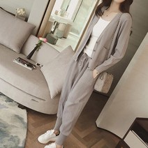 흰티 에 잘어울리는 데일리 심플 편한 슬림핏 여성 상하의 세트 결혼식복장 가디건
