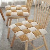 혼멘 다용도 코듀로이 사각 체크무늬 방석 4p 6p, 체크노랑