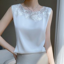 Zebeer 여성 실크 티셔츠 민소매 티셔츠 실내복