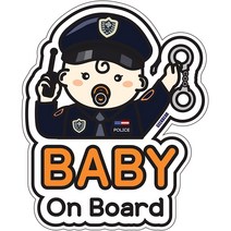 긱베어 아기차량 아이가 아기가 타고있어요 스티커 반사 자석, 경찰남아, 1개