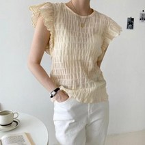 바보사랑 여자 프릴 민소매 라운드 여름 블라우스.옷자락(무료배송)