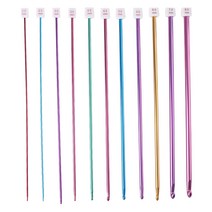 11 개 튀니지 아프간 크로 셰 뜨개질 고리 멀티 컬러 알루미늄 뜨개질 바늘 세트 2.0 mm ~ 8.0 mm