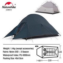 Naturehike초경량 텐트 패브릭 캠핑텐트 2 인, 9.20D - Blue