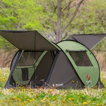 로티캠프 네이처 캐노피 팝업 원터치 텐트 3-4인용 그늘막 낚시 방수 텐트, 아미그린
