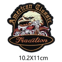 패션 대형 천 스티커 자수 스티커 기관차 백 스티커DIY맞춤형 장식 스티커 푸딩 의류 스티커 패치 패치ROUTE, 대머리 독수리 트럼펫, 1개