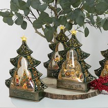 크리스마스 트리 워터볼 오르골 4종 조명 랜턴 스노우볼 램프 장식 인테리어 소품, 마을