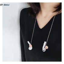 블루투스 이어폰 분실방지 체인 러닝용 아이팟호환 목걸이 악세사리 줄, 핑크