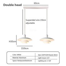 라탄 가구 테이블 의자 덴마크 디자인 펜던트 플라잉 다채로운 LED 걸이식 PH3 침실 다, 58.Black 39cm 2Heads - Neutral