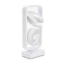 코멕스 USB 충전식 듀얼팬 3단 조절 무선 선풍기 탁상용 사무용, CM-002TW_화이트