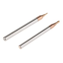GHSHOP 2x HRC55 텅스텐 카바이드 코팅 볼 엔드 밀 CNC 공구 R1x4 R0.5x4, 실버, 텅스텐 스틸