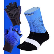 전문 사이클링 장갑 미끄럼 방지 양말 세트 반 손가락 스포츠 자전거 레이싱 맞춤형 아웃도어 활동 액티비티 안전한 보호, [02] L, [02] 파란