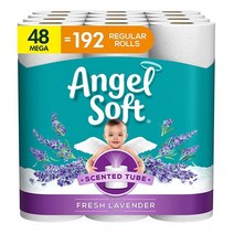 Angel Soft® 신선한 라벤더 향이 나는 화장지 메가 롤 8개 = 일반 32개 2겹 목욕 티슈 320장 (8팩)187046, 48 Count (Pack of 1)