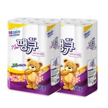 땡큐 3겹 천연펄프 화장지 14m, 2팩, 30개입
