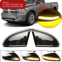 1Pair 다이나믹 LED 측면 백미러 턴 신호 빛 표시기 마커 램프 닷지 RAM 1500 2500 2009-2018, 하나, 검은 색