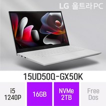 [오늘출발] LG전자 2022 울트라PC 15UD50Q-GX50K - 15인치 가볍고 휴대하기 좋은 사무용 인강용 대학생 추천 노트북, 16GB, Free Dos, 2TB
