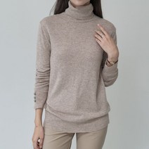 바네사빈 비스코스 소매단추 목폴라 니트 v00049