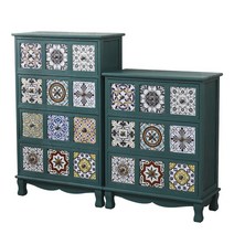 엔틱 가구 고가구 약장 화초장 원목고가구 전통가구, 그레이 블루 12 그리드(가로)