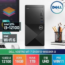 델 보스트로 DV3910 12세대 i3-12100 미들형 윈도우11 프로 데스크탑, i3-12100/16G/SSD1TB/WIN11 프로, DELL 보스트로 DV3910-W003KR
