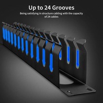 견고한 ZoeRax 1U 19 인치 랙 마운트 케이블 관리-올 메탈 24 슬롯 수평 와이어 관리자 서버 오거나이저, 한개옵션0