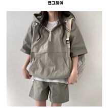 [싸게파는가게] 후디 하프 캐쥬얼 아노락 여성 세트