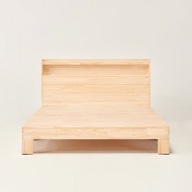 원목 LED 침대프레임 평상형 슈퍼싱글 퀸 킹 편백나무침대, LED 헤드, 퀸사이즈(Q)