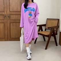 퍼니걸스 5466 데일리 라운드 곰 프린팅 롱 원피스 여성의류