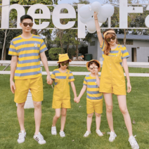 패밀리룩 아빠아들 원피스 바캉스 단체 스트라이프 여행룩