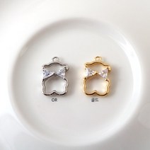 비즈아이 [7345-19]큐빅팬던트(큐빅리본곰돌이) 9*13mm [1개]