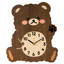 나룸 브론즈하우스 분홍볼 브라운 곰돌이 벽시계, 혼합색상