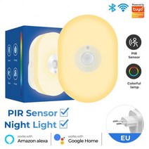 와이파이 스마트 LED 야간 조명 PIR 모션 센서 조명 유럽/미국/영국 플러그용 벽 램프 알렉사 구글용 따, 03 EU PLUG