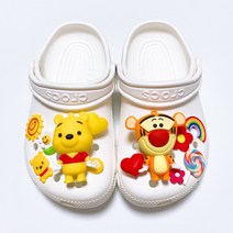 3D 인형 푸우 친구 티거랑 파츠 버튼 신발 악세사리 세트 실내화 꾸미기 12P