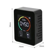 휴대용 이산화탄소 온도 습도 센서 테스터 디지털 공기질 모니터 분석기 가스 HCHO 감지기, Black