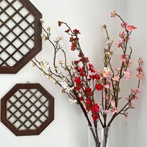 베듀하우스 미니 매화 꽃 전통 조화 셀프 백일상 돌상 촬영 소품, 분홍 매화꽃