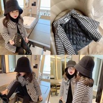 봄 가을 여아 모직 코트 에스닉 여아 미디 키즈 체크 모직 코트WOCHANANT236