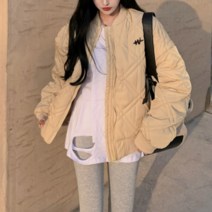 여성 퀼팅 누빔 오버핏 항공 패딩 점퍼 겨울 아우터