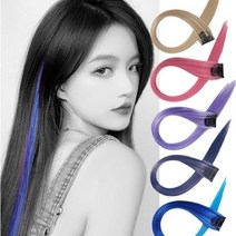룸804 브릿지 붙임머리 피스 옴브레 하이라이트 탈색 가발 헤어피스 부분가발, 단색, 네온블루