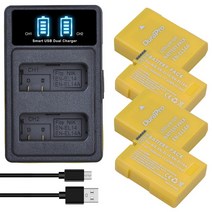 노란색 배터리 EN-EL14 니콘 EN DSLR D5300 쿨픽스 P7000, 08 Charger and 4Battery