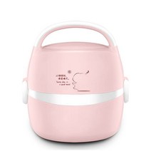 멀티압력쿠커 스테인레스 스마트 전기냄비 DMWD-미니 밥솥 단열 난방 전기 도시락 2 겹 휴대용 찜기 다기능 자동 식품 용기 EU, 02 Pink