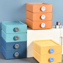 도매짱 미니 서랍 수납정리함 플라스틱 서랍장 정리함 다용도 수납함 3단 5단 예쁜 사무용 책상 정리 보관함 (domejjang), 블루