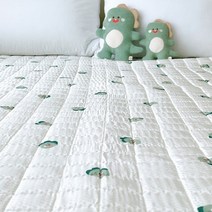 돗투돗 시원한 아기 쿨매트 동물친구들 신생아 침대 인견 쿨 패드 여름 이불, 인견쿨에어패드(60x120)-쿵쿵돗디노