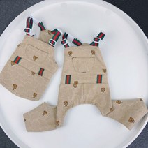 명품 강아지옷 올인원 멜빵바지/멜빵스커트 가을겨울 애견옷, 카키, 멜빵바지