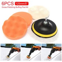 휠브러쉬 세차 브러쉬6Ps 5 "125mm 자동차 연마 디스크 버핑 스폰지 패드 왁스 울 휠 헤드 라이트 수, 한개옵션0