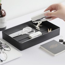 책상서랍정리용 직사각플라스틱 문구 정리트레이 데스크정리용품 깔끔책상 오피스용품, 화이트
