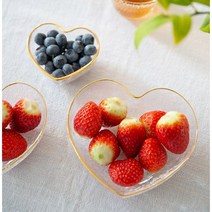 베스트바이서울 예쁜 하트 골드 디저트 볼 유리 그릇, 중